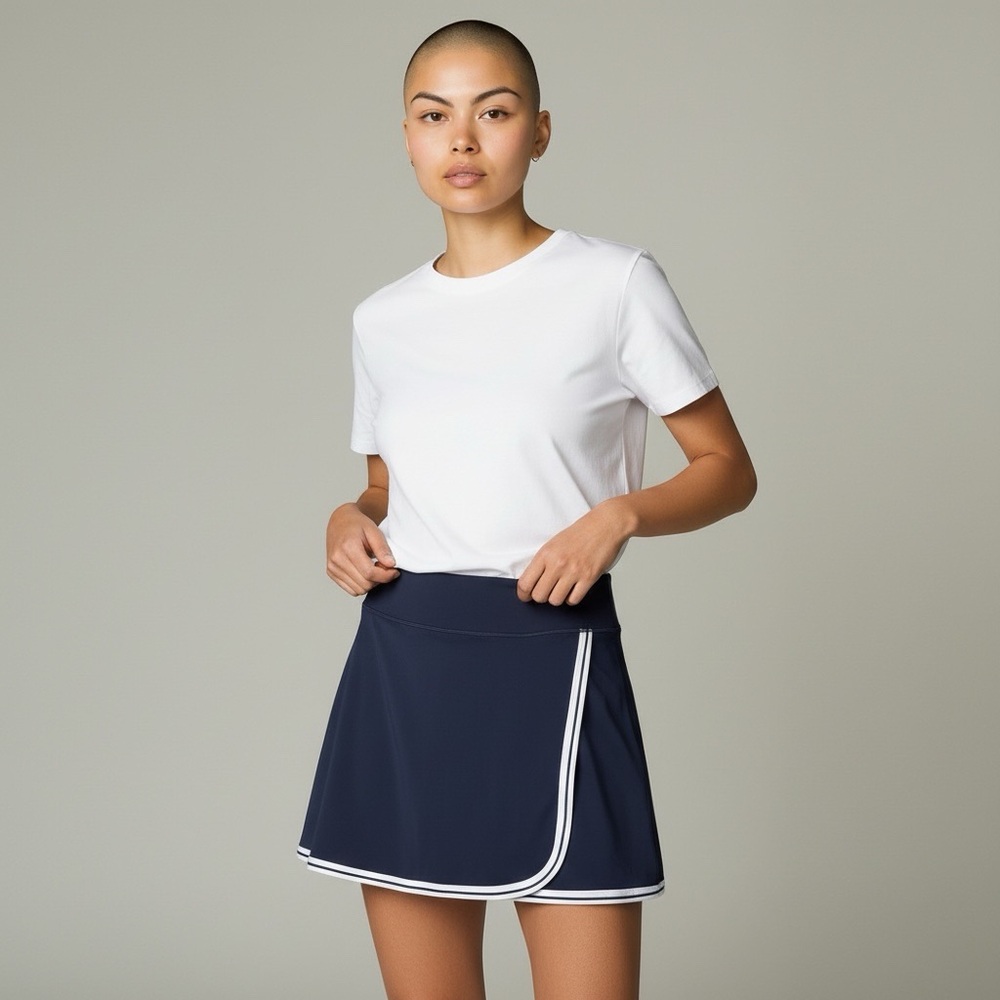 Athleta Navy Athletic Skort with White Trim size Large Tennis Golf Pickleball